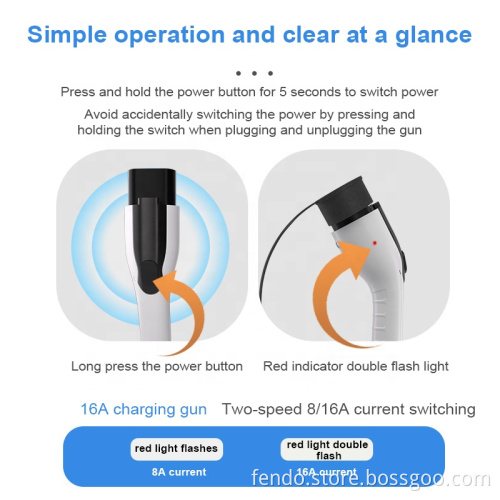 Portable Electric Vehicle Charging Cable 8-16A 3.5KW GBT 5M